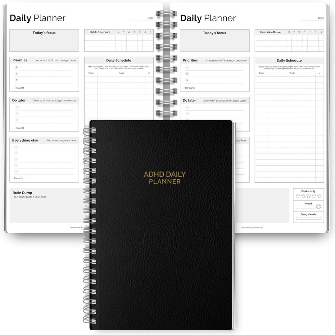 ADHD Daily Planner for Neurodivergent Adults - Productivity Daily Planner & Task Management to Stay Organized and Focused (Mono)