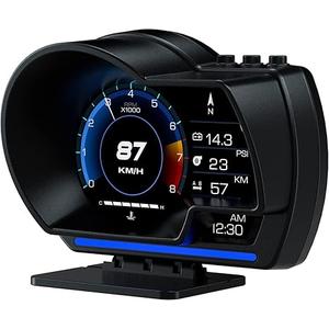 obd2 Gauge Display Heads up Display for Cars Car HUD Head Up Display P6, OBD+GPS Smart Gauge, obd2 Speedometer with Speed, RMP, Water Temperature, Overspeed Alarm, Works Great for Most Cars