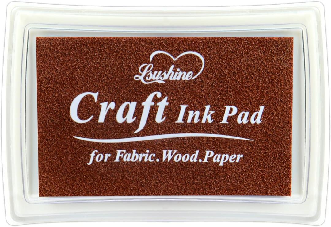 Craft Ink Pad for Rubber Stamps, Paper, Wooden, Fabric, Scrapbooking, Non-Toxic Finger Ink Pads for Kids (Brown)