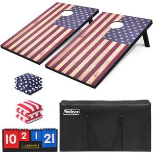 Cornhole Set, Regulation/Tailgate Size Cornhole Boards with 8 Bean Bags and Carrying Case, 4x2/3x2 Corn Hole Outdoor Game Toss Board for Adults Outside Activities