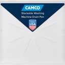 Camco Stackable Washing Machine Drain Pan - Measures 25 (L) x 27 (W) ID & 28 (L) x 30 (W) x 2 7/16 (H) OD - Great for Apartment-Sized Washers/Stackable Units - 1"/1.5" PVC Drain Fitting (21006)