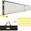 Portable Pickleball Net, Pickle Ball Net Outdoor with 22ft Regulation Size Net, Court Markers, Durable Frame PE Knited Pickleball Practice Net System for Backyard Driveway
