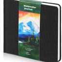 Dispowreath 5.5 x 5.5 in Watercolor Sketchbook Journal Square Watercolor Notebook Cold Press 140lb 300gsm Cotton Paper 48 Pages Journals Notebook Paper Pads(Black)