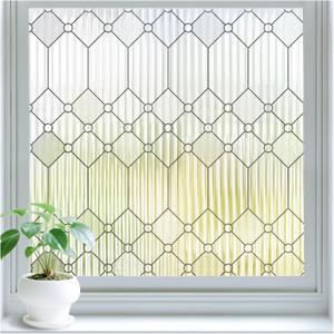 SUNBABY Reeded Glass Window Privacy Film, 3D Decorative Frosted Window Clings for Home Bathroom, Peel & Stick Non-Adhesive Classroom Door Coverings Day and Night Privacy (29.5 x 78.7 Inch)