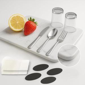 Stone Dish Drying Mat for Kitchen Counter - 7 PCs Set with 2 Non-Slip Pads & 4 Sandpapers | Dishes Drainer Pad | Quick Dry Diatomaceous Marble Super Absorbent Earth Mats | 17.7  13.7 Inches
