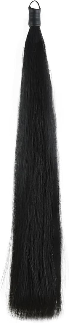 34-36 IN Long 1 LB Horse Tail Extension with Braided Horsehair Loop & Blunt Cut Bottom (Jet Black)