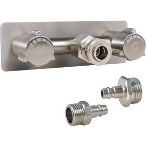 All Metal RV Exterior Quick Connect Faucet,4"RV Shower Faucet Replacement,RV Outside Shower Valve Kit,Camper Shower Faucet Valve with Quick Connect(Brushed Nickel)