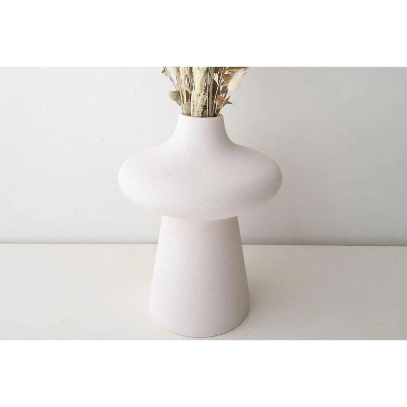 Solid White Finish Ceramic Vase