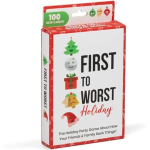 First to Worst Holiday Party Game Travel Edition - A Festive Card Game About How Your Friends & Family Rank Things for White Elephant Parties, Stocking Stuffers & Board Games Groups