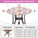 Spring Summer Round Fitted Tablecloth with Elastic Edge Watercolor Flower Outdoor Tablecloth Reusable Table Cover for Indoor Home Kitchen DecorFits 36-40" Diameter Round Tables
