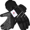MOREOK Waterproof & Windproof -30F Winter Gloves for Men/Women, 3M Thinsulate Thermal Gloves Touch Screen Warm Gloves for Skiing, Cycling,Motorcycle, Running (Large, Black)