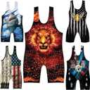 sublimated wrestling singlet (S 91-120 lbs., Fire Lion)