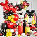 125 Pcs Black Red Yellow Balloon Garland Arch Kit, For Cartoon Birthday Decorations Themed Cute Mini Mouse Party Decorations Girls Kids Gatherings Party Supplies (Mice)