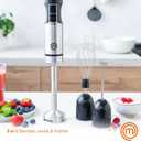 MasterChef Immersion Blender Handheld with Electric Whisk & Milk Frother Attachments, Hand Held Stainless Steel Stick Emulsifier for Making Baby Food, Soup, Puree, Cake, Cappuccino, Latte etc, 400W