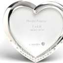 LASODY Elegant Silver Plated Heart Shaped Picture Frame Holds 7"X6.25" Picture Wedding Gifts Valentine's Day Gifts
