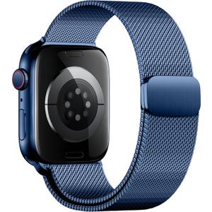 Double Magnetic Compatible for Apple Watch Band Ultra 2,SE, Stainless Steel Strap Metal Mesh Sport Loop for iWatch Bands 38mm 40mm 41mm Series 10/11