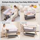 Larex Baby Bassinet Bedside Sleeper Crib Co Sleeper for Newborn Infant Toddler with Mosquito Net, Storage Bag & Basket, 5-Height Adjustable, Movable Wheels, Breathable Mattress & Mesh (Dark Gray)