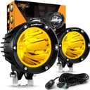 Auxbeam C4 Series 4 Inch 72W Amber Round LED Pods Spot Beam Automotive Offroad Lighting Yellow Fog Spot Light Bar for Trucks Car Motorcycle SUV ATV UTV Jeep Wrangler, Pair, C4 Series Amber Spot Lights