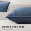 Foindtower Pack of 2, Decorative Linen Solid Throw Pillow Covers Soft Accent Euro Cushion Case Farmhouse Neutral Pillowcase for Chair Couch Sofa Bedroom Living Room Home Decor 18 x 18 Inch Dark Blue