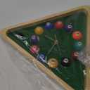 Yuanhe Billiards Pool Ball Clock - 14Inch Triangle Pool Table Cool Wall Clock with Solid Wood Frame,Great for Billiards Room,Pool Room,Game Room,Bar