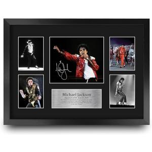 HWC Trading Michael Jackson Musician 16 x 12 inch (A3) Printed Gifts Signed Autograph Picture for Music Memorabilia Fans - 16" x 12" Framed