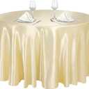 Ruisita 120 Inches Round Satin Tablecloths Champagne Overlay Round Satin Table Cover Bright Silk Tablecloth Smooth Fabric Tablecloth for Wedding Banquet Table Decoration