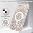 for iPhone 13 Case Magnetic, Compatible with Magsafe, Crystal Diamond Grid Glitter Design Bling Sparkly Shiny for Women Girls Soft Slim Protective Phone Cover, Pink