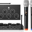 Wireless Karaoke Microphone System, Microphone Mixer Dual Handheld Wireless Microphones, HDMI & AUX in/Out, Optical Out, 100ft Range, Karaoke Mic for TV, Speakers, Singing, Church & Wedding