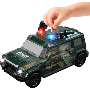Car Piggy Bank for Kids, Electronic ATM Bank Toy with Password Code Lock and Auto Bill & Coin, Money Savings Box Mini ATM Coin Bank for Kids Age 3-12, Gift for Boys & Girls Ages 3+, Green