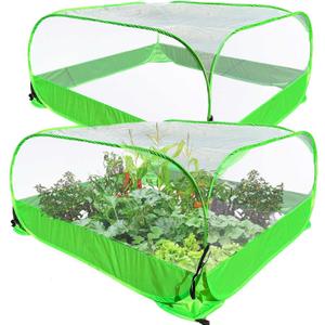 Pop Up Garden Mesh Plant Cover 2Pcs Outdoor Plant Protector Mesh Plant Enclosure Raised Bed Garden Bird and Pest Protection Guard for Fruits Vegetables Seedlings and Herbs