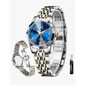 OLEVS Women's Watch Gold/Silver Analog Quartz Small Stainless Steel Business Formal Waterproof Luminous Date Ladies Watch