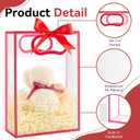Ohuimrt 12 Pack Clear Plastic Gift Bags with Handles, Reusable Party Favor Bags with Ribbon for Birthday, Wedding, Bachelorette Party, 10.2 x 7.1 x 3.1 Inch (Red)