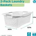 2 x Home Logic 1.5 Bushel Plastic Laundry Basket Front Load, Large Laundry Hamper with Handles, Ventilated Clothes Organizer for Bedroom Bathroom Closet, 2 Pack, White