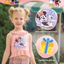 Disney Toddler Girls Two Piece Tankini Bow Tie Bikini Bottom Swimsuit Set (Pink)