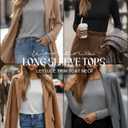 Huukeay 3 Pack Women's Long Sleeve Tops Lettuce Trim Boat Neck Shirts Slim Fit Casual Basic Fitted Tees (M)