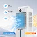 Swamp Cooler, 3-IN-1 Evaporative Air Cooler with Display & Remote, Windowless Portable Air Conditioners with Ice Cooling, 12H Timer, 6 Speeds, 60 Oscillation, Air Cooler Fan for Home Office