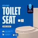 HIGHCRAFT Premium Round Toilet Seat with Slow-Close Design & Adjustable Hinges - Molded Wood Toilet Seat - Fits Standard Round Toilets - Round Seat in Bone/Beige
