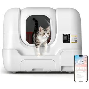 PLT01 Automatic Cat Litter Box, Self Cleaning Litter Box with Auto Sand Refilling, Auto Packing & Sealing, One‑Click Cleaning, Deodorization, APP Control, Radar Weight & TOF Safety Sensor