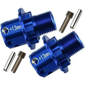 Aluminum Alloy +13mm Wide 17mm splined Wheel hubs Hex Adapters for Traxxas 1/8 4WD Sledge Monster Truck Replace 8654 2pcs - Blue