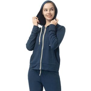 Women's Stretch Athletic Full Zip Hoodie - Kangaroo Pockets, Comfort Workout Jacket for Active & Relaxed Days (M)