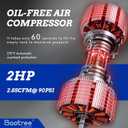 Baotree 8 Gallon Portable Air Compressor, Max 150PSI Oil Free Air Compressor Tank, 2HP Motor 2.8SCFM@90 PSI,3.8SCFM@40PSl Garage Air Compressors for Car Repair, Spray Painting, Woodwork Nailing