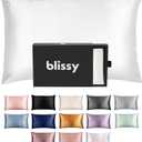 Blissy Silk Pillowcase - 100% Pure Mulberry Silk - 22 Momme 6A High-Grade Fibers - Pillow Cover for Hair & Skin - Regular, Queen & King with Hidden Zipper (Standard,Blissy White)