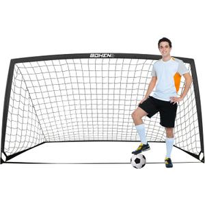 BOHEN 9x5 FT Kids Soccer Goals with Carry Bag, Portable Folding Soccer Net for Backyard Training, Indoor/Outdoor Use for Youth and Adult (9x5FT, 1 Pack, Black)