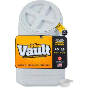 Vittles Vault Traditional Pet Food Storage Container For Dog Kibbles/Bird Seed/Oatmeal/Rice/Flour/Cereal, BPA Free Plastic, Sealed Airtight For Cat Food, Up To 40 lb, Made in USA, With Scoop, Gray, 40 Pounds