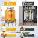 2 Gallon Glass Beverage Dispenser with Stand & Fruit Infuser, Stainless Steel Spigot - Glass Drink Dispensers for Parties, Drink Dispensers with Lids for Lemonade Sun Tea