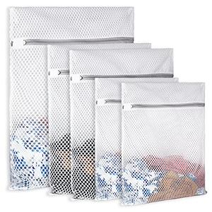 5Pcs Durable Honeycomb Mesh Laundry Bags for Delicates,Travel Organization Bag for Clothes,Jeans,Bath Towels,Bed Sheets (1X-Large 20 x 24 Inches,2 Large 16 x 20 Inches, 2 Medium 12 x 16 Inches)