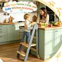 Toddler Learning Tower, Foldable Height Adjustable Wooden Kids Step Stool