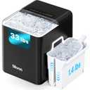 Silonn Ice Maker Countertop, 10 Ice Cubes in 5 Mins, 33 lbs/24H, 2 Bullet Ice Sizes, Self-Cleaning Ice Maker with Scoop, Portable Compact Ice Machine for Home, Kitchen, Party