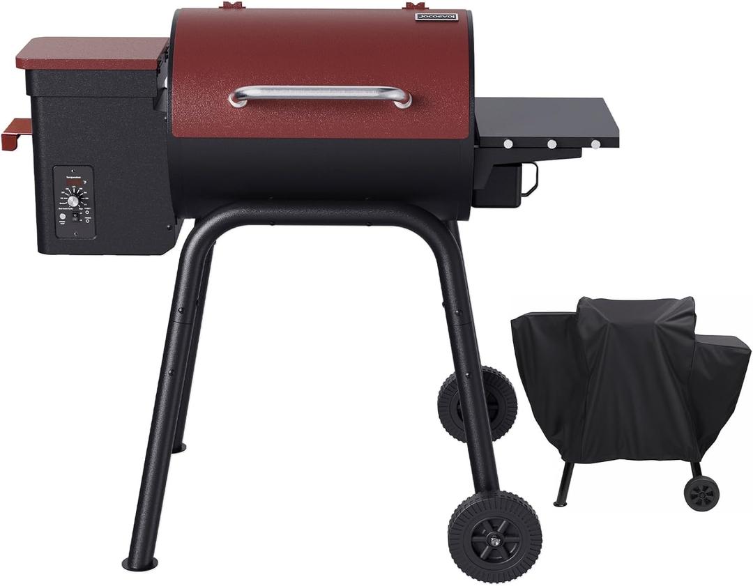 Pellet Smoker Grill Wood Pellet Electric Bbq Grills For Outdoor Grill With Auto Feed & Pid Temperature Control 180-425F, 456 Sq.In Cook Area, 6-In-1 Bbq Grill & Rain Cover For Backyard