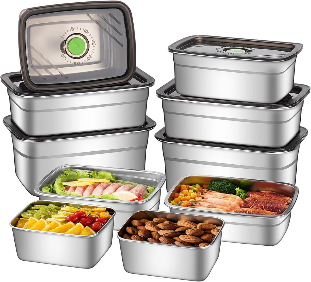 GIUOIDUO 10-Piece Stainless Steel Food Storage Container Set with Airtight Lids - Durable, Eco-Friendly Kitchen Organizers for Freshness & ConveniencePantry, Dishwasher Safe (Various Sizes)